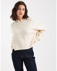 ASOS - Knitted Cable Polo Top - Lyst