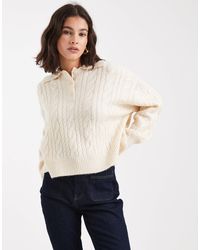ASOS - Knitted Cable Polo Top - Lyst