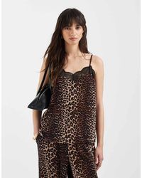 Pieces - Cami Top With Lace Trim Detail - Lyst