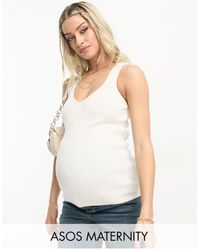 ASOS - Asos Design Maternity Knit V Neck Tank Top - Lyst