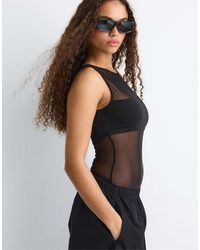 Stradivarius - Sleeveless Mesh Bodysuit - Lyst