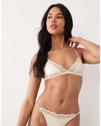 ASOS - Lexie Satin Triangle Bra With Lace Trim - Lyst