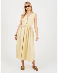 Brave Soul - Sleeveless V-Neck Button Down Midi Dress - Lyst