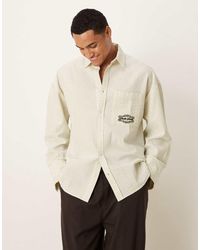 ASOS - Volumineus Oversized Seersucker Overhemd Met Borduursel Op De Borst - Lyst