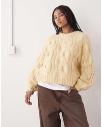 Monki - Boxy Cropped Cable Knit Jumper - Lyst