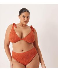 ASOS - Asos Design Curve Kyle Broderie Azores High Leg High Waist Bikini Bottom - Lyst