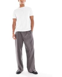 Cotton On - Pantalones Gris Carbón Holgados Con Raya Diplomática Y Pinzas De Cotton On - Lyst
