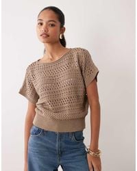 ASOS - Knitted Pointelle Detailed Short Sleeve Jumper - Lyst