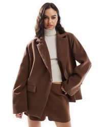 ASOS - Blazer oversize aspect laine - chocolat - Lyst