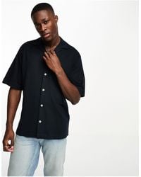 Jack & Jones - Premium Oversized Heavy Weight Jersey Revere Collar Shirt - Lyst