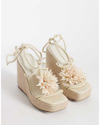 ASOS - Topaz Square Toe Wedges With Flower Trim - Lyst