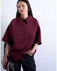 TOPSHOP - Scuba-style Fabric Short Sleeve Polo Top - Lyst