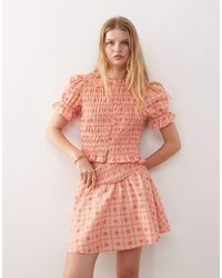 Reclaimed (vintage) - Western Top With Shirring Detail And Puff Sleeve - Lyst