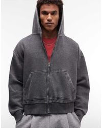 Redefined Rebel - Oversized Zip Through Washed Sweatshirt - Lyst