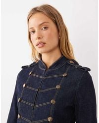 Mango - High Neck Denim Military Jacket - Lyst