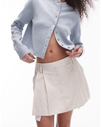 TOPSHOP - Low Rise Twill Pleat Mini Skirt With Poplin Exposed Pockets - Lyst