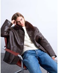 TOPSHOP - – wattierte hemdjacke aus kunstleder - Lyst