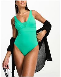 Accessorize - Plunge Front With Mesh Insert Swimsuit - Lyst