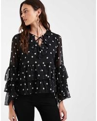 ONLY - Sheer Blouse With Ruffles Details - Lyst