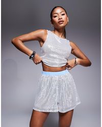 ASOS - Co-ord Mesh Sequin baggy Shorts - Lyst