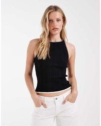 River Island - Fine Knit Contrast Trim Vest - Lyst