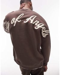 TOPMAN - Oversized Fit Sweatshirt With Front And Back City Of Angels Embroidery - Lyst