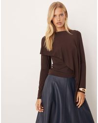 ASOS - Scarf Drape Detail Long Sleeve Top - Lyst