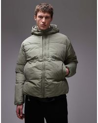 TOPMAN - Piumino Con Cappuccio Salvia Testurizzato - Lyst
