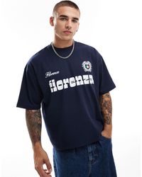 ASOS - T-shirt oversize coupe carrée à manches courtes avec imprimé sur la poitrine - Lyst