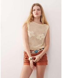 Reclaimed Vintage - Festival Crochet Knit Tank Top With Flower Detail - Lyst