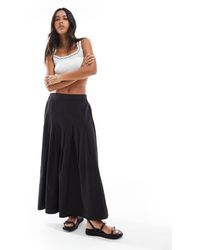 New Look - Falda Midi Negra Plisada De Corte Amplio De - Lyst