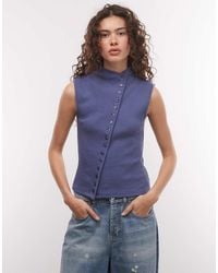 Weekday - Asymmetric Button Down Mock Neck Top - Lyst