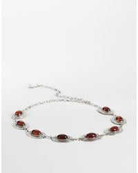 ONLY - Boho Chain Belt With Brown Stones - Lyst