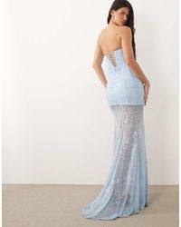 Oh Polly - Premium Embellished Lace Corset Gown - Lyst