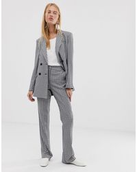 ASOS Узкие Брюки В Клеточку С Клешем - Серый