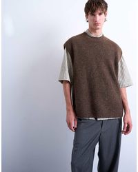 TOPMAN - Chaleco Extragrande Con Cuello Redondo De Punto De - Lyst