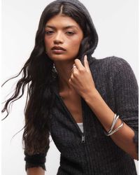 AllSaints - Allsains Mabel Distressed Knitted Zip Through Hoodie - Lyst