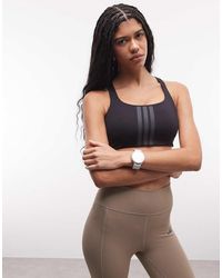 adidas Originals - Adidas Training Mid Support Sports Bra With 3 Stripe - Lyst