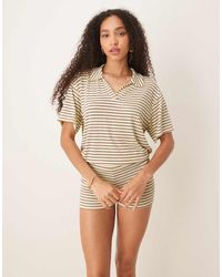 ASOS - Short Sleeve Rugby Collar Top Co-ord - Lyst