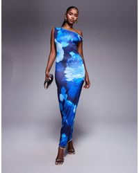 Fashionkilla - Double Sculpted Slinky Asymmetric Shoulder Maxi Dress - Lyst