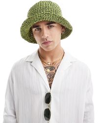 ASOS - Bucket Hat With Straw Mix - Lyst