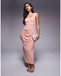 ASOS - Midi-Jurk Met Gevormde Halslijn, Brede Bandjes En Gedrapeerde Rok - Lyst