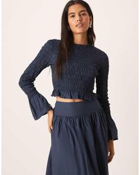 Glamorous - Long Sleeve Shirred Top - Lyst