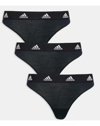adidas - Pack De 3 Tangas Deportivos Negros Cómodos De Algodón De - Lyst