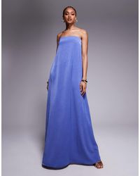 ASOS - Asos design tall – trägerloses trapez-maxikleid aus satin - Lyst