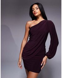 ASOS - Draped One Sleeve Mini Dress - Lyst