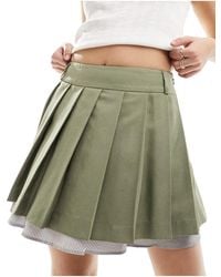 Miss Selfridge - Tailored Poplin Layer Pleated Mini Skirt - Lyst