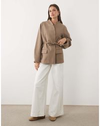 Threadbare - Mock Wool Collarless Belted Blazer - Lyst
