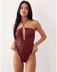 ASOS - Cherry Spot Extreme U-wire Bandeau Swimsuit - Lyst
