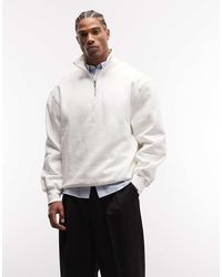 ASOS - Premium Oversized Sweatshirt Van Zware 400 Gsm Stof Met Korte Rits - Lyst